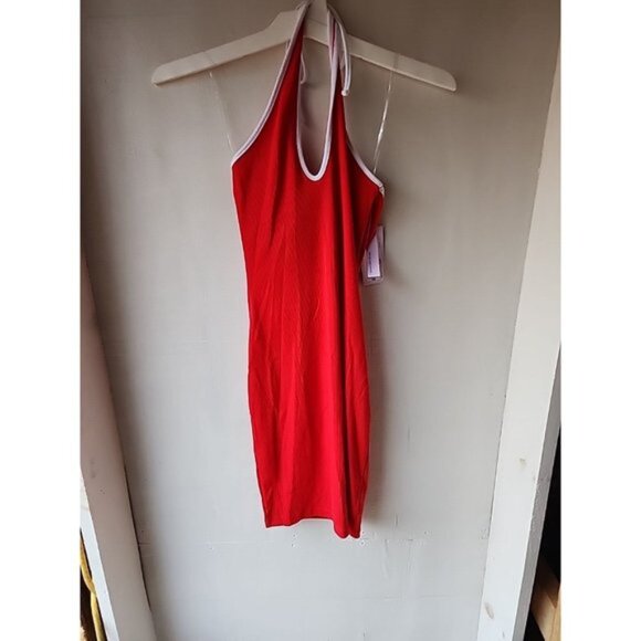 NWT Wild Fable Women's Red Ribbed Halter Neck Bodycon Mini Dress - Picture 6 of 6